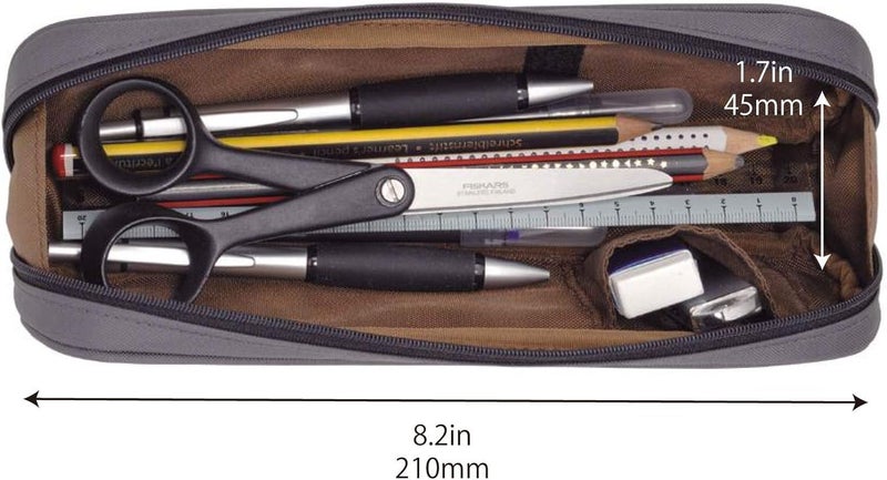 LIHIT LAB Large Capacity Zipper Long Pencil Case For School Office College, Big Capacity Pencil Bag Holder Adults Teen Boys Girls, Travel Cosmetics Storage, Coral (A7552-103) - Image 4